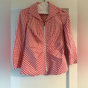 Lafayette 148 New York Leigh Ruched Gingham Blouse